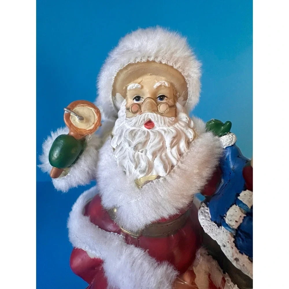 Vintage Santa Figurine Girls Bear Gift‎ Box Christmas